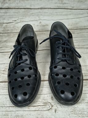 Robert Clergerie Jasper perforated Black leather lace-up oxford shoes Size 39